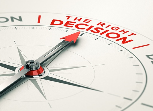 compass pointing to the right decision