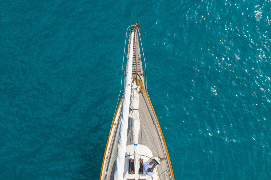 man working on a boat in Bermuda water